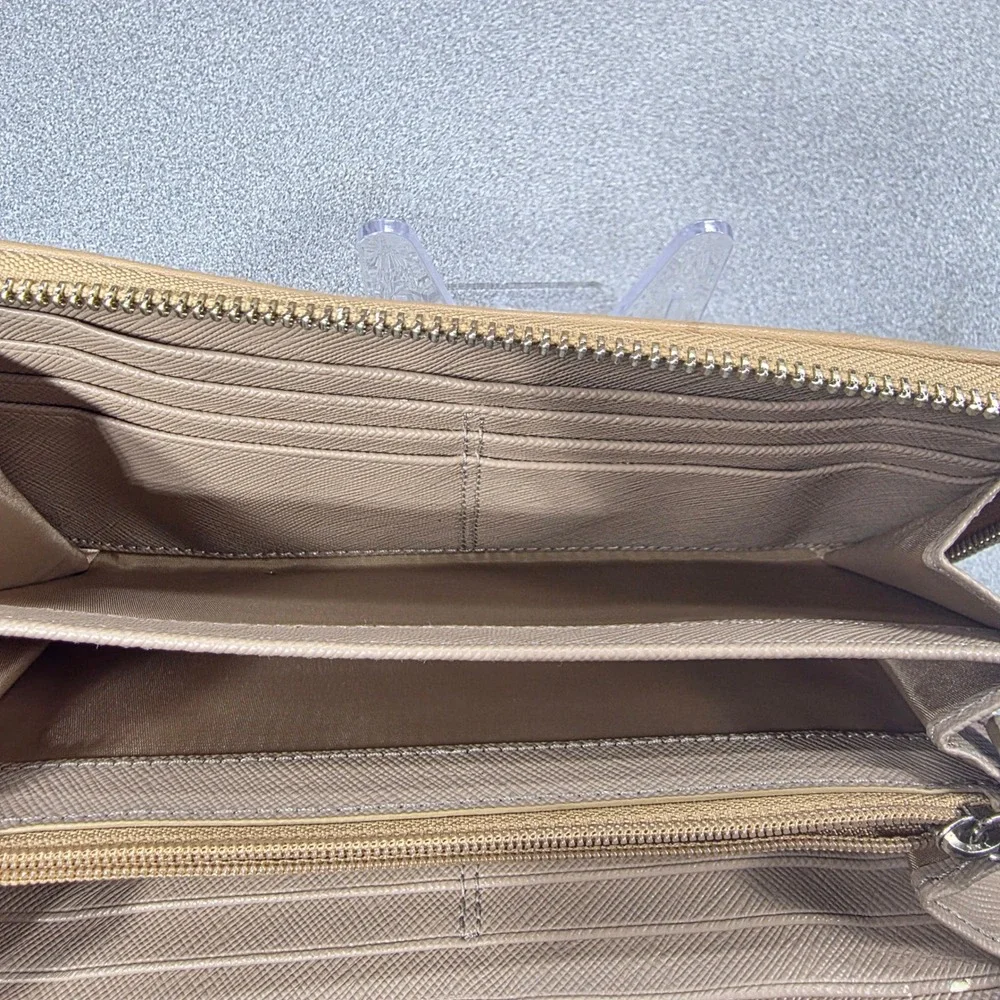 Coach Wallet Womens‎ Tan Excellent Optic Signature Jacquard Bifold Slim Logo